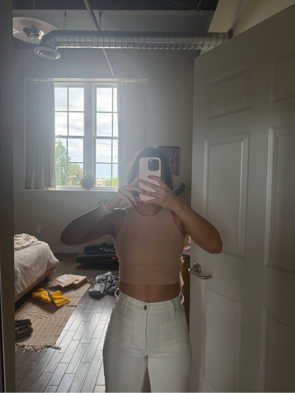 Missguided Nude Ribbed Cropped Tank Top